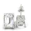 Dazzling 1.50 TW Emerald Step Cut Colorless Moissanite Earrings Screw Back
