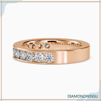 Dazzling 3.00 MM Round Cut Moissanite Channel-Set Eternity Wedding Band