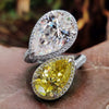 Pear Cut Unique Moissanite Toi Et Moi Pavé Halo Ring 11.31 TW