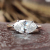 2.18 TCW Marquise Cut East to West Two-Tone Moissanite Wedding Ring
