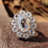 Vintage Style 11.89 DEW Oval Rose Cut with Round Rose Cut Cluster Halo Engagement Ring
