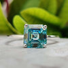 2.21 CT Asscher Step Cut Cyan Blue Moissanite Solitaire Engagement Ring