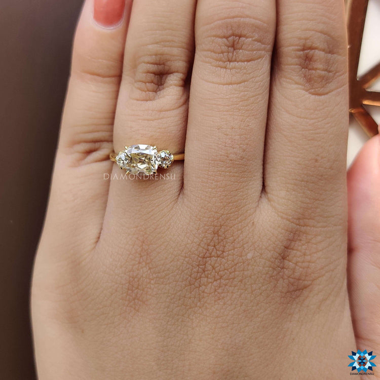 Antique 1.66 Cushion Old Mine Cut Vintage Style Moissanite Engagement Ring