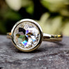 Classic Comfort-Fit Bezel Set Round Rose Cut Solitaire Moissanite Engagement Ring