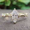 0.76 TCW Marquise Cut Colorless Moissanite Vintage Ring