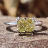 Pale Yellow 1.64 CT Radiant Cut East to West Moissanite Solitaire Ring