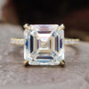 Embellished Gallery Pave 3.32 CT Asscher Moissanite Engagement Ring