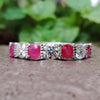 Dazzling 1.73 TW Red Ruby with Round Moissanite Eternity Wedding Band
