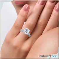 6.82 TCW Round Cut Triple Row Cathedral Pave Set Moissanite Engagement Ring