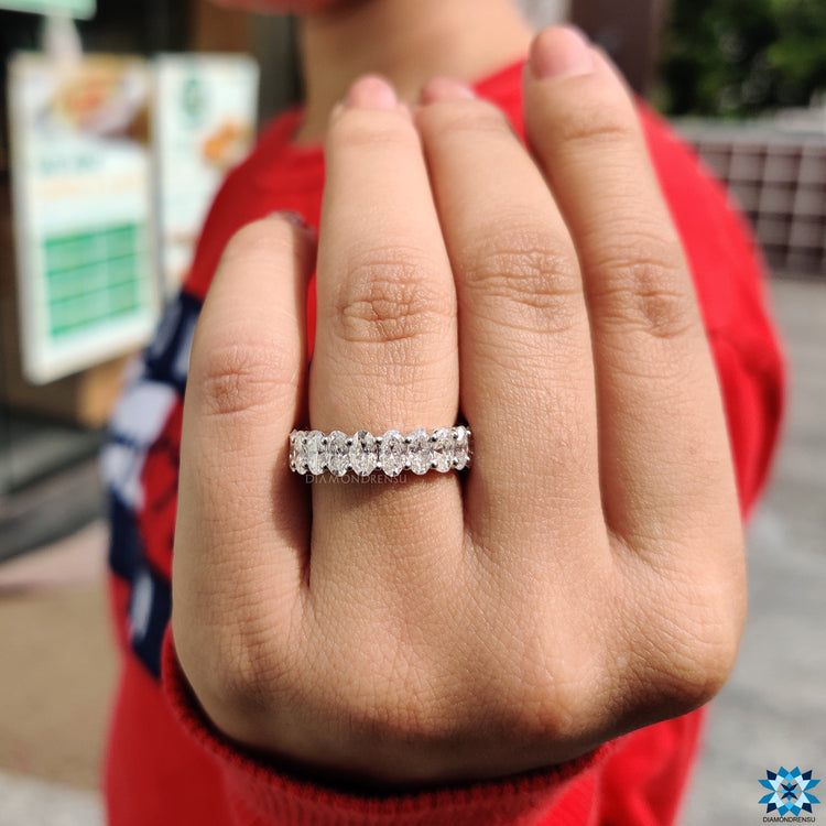 oval moissanite full eternity band