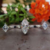 3.24 TW Marquise Cut with side Lozenge Two-Finger Moissanite Engagement Ring