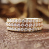 Scallop Pave 1.70 MM Round Moissanite Trio Eternity Wedding Band Set