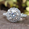 Round cut Moissanite Diamond Infinity Pave Halo Engagement Ring