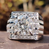 Men's Engagement Ring, 6.26 TW Round Brilliant Cut Trio Channel Set Unique Moissanite Engagement Ring