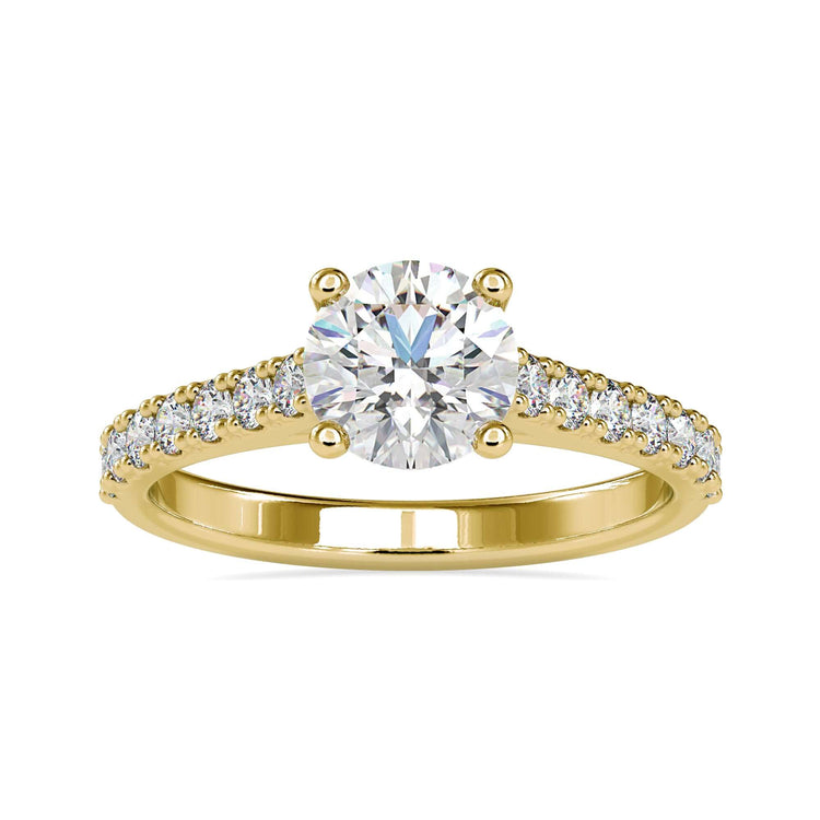 1.60 TCW Round Cut Cathedral Pave Set Moissanite Engagement Ring