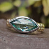 Marquise Cut Dark Green Moissanite Solitaire Ring 1.5 CT