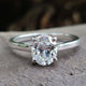 Classic Comfort Fit Cathedral  Oval Cut Moissanite Engagement Ring
