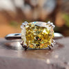 Canary Yellow Cushion Divine Moissanite Ring, Hidden Halo Engagement Ring, Cathedral Setting