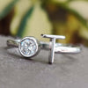 Personalized Initial Alphabet Letter Moissanite Wedding Ring for Women