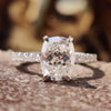 2.39 TW Cushion Divine Cut Cathedral Pave Set Unique Moissanite Engagement Ring