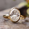 Oval Moissanite Bezel Set Solitaire Ring 2 CT