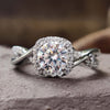 Round Brilliant Cut Moissanite Twisted Shank Halo Ring 1.4 TCW
