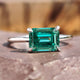 East to West Engagement Ring, 1.70 CT Emerald Cut Green Moissanite Solitaire Ring