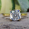 Cushion Cut Double Claw Prong Solitaire Moissanite Engagement Ring