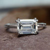 East-to-west Emerald Cut Moissanite Solitaire Ring 2.3 CT