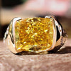Cushion Cut Canary Yellow Moissanite Half Bezel Setting Ring 5.6 CT