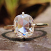 Cushion Rose Cut Moissanite Compass Setting Solitaire Ring 2 CT
