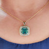 4.40 TW Cyan Blue Cushion Halo Moissanite Pendant