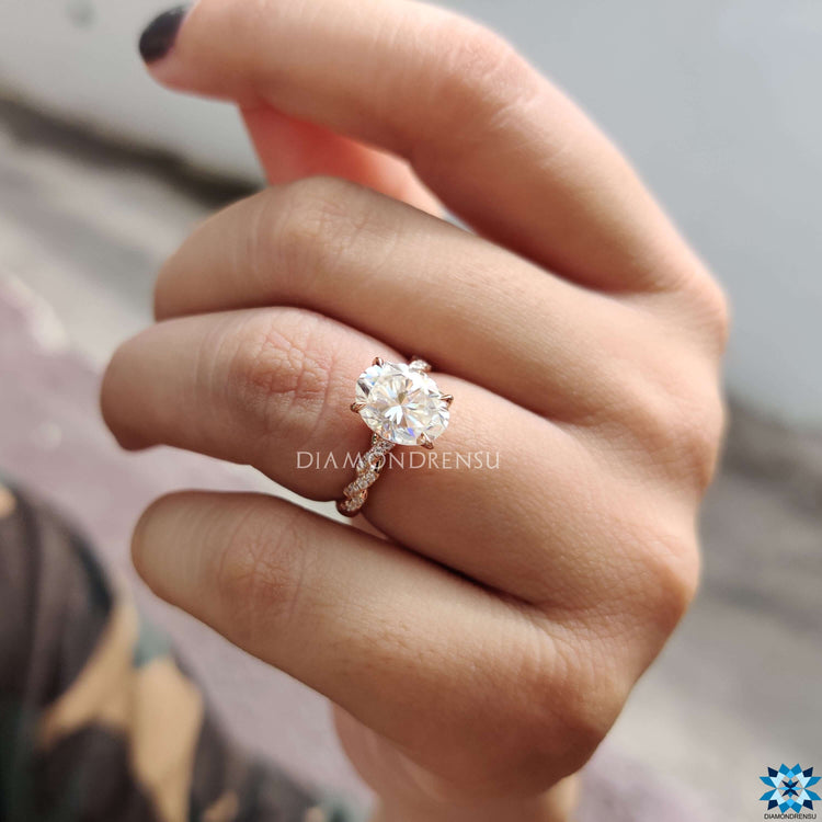 Oval Cut Moissanite Rope Pavé Ring 2.2 TCW