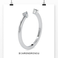 Open Cuff Ring, 0.07 TW Round Moissanite Unique Wedding Band