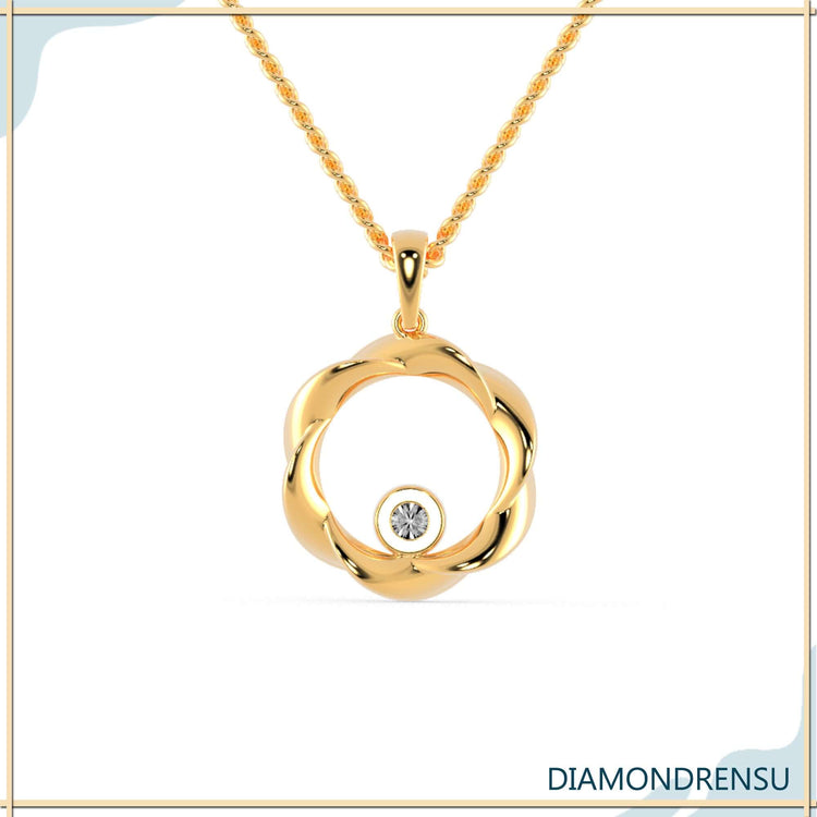 Round Brilliant Cut Moissanite Twisted Circle Pendant Set 0.1 TCW