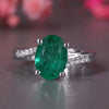 Natural Emerald Gemstone Ring,  2.19 CT Oval Cut May Birthstone Engagement Ring, Anniversary Gift