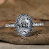 Oval Engagement Ring, E/VS1 Lab Created Diamond Halo Engagement Ring, IGI Certified Lab Diamond Ring