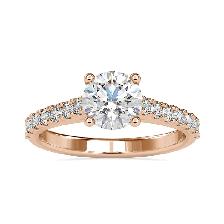 1.60 TCW Round Cut Cathedral Pave Set Moissanite Engagement Ring