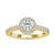 0.95 TCW Round Cut Moissanite Halo Pave Set Engagement Ring