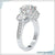 4.94 TCW Round Cut Colorless Moissanite Three Stones Engagement Ring