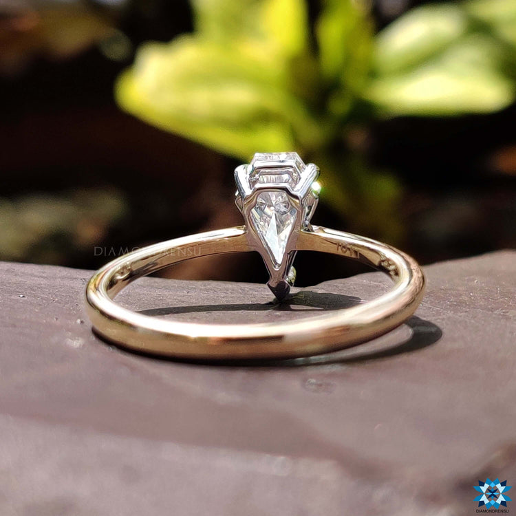 0.92 CT Unique Spear Cut Minimalist Solitaire Moissanite Ring