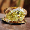 Pear Cut Canary Yellow Moissanite Solitaire Knife Edge Split Shank Ring 4.9 CT