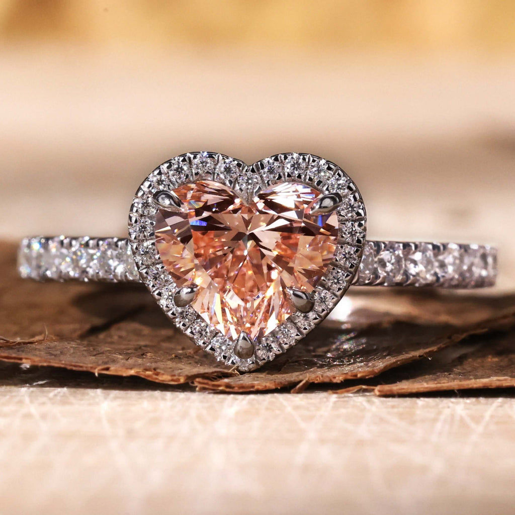 Heart Cut Fancy Intense Pink Lab-Grown Diamond Ring CT