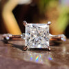 1.59 CT Princess Cut Floating Bubble Pave Moissanite Engagement Ring