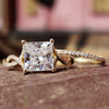 Eye-catching 3.29 TCW Princess Cut Twisted Moissanite Wedding Ring Set