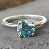 Round Cyan Blue Moissanite Solitaire Ring 1.2 CT