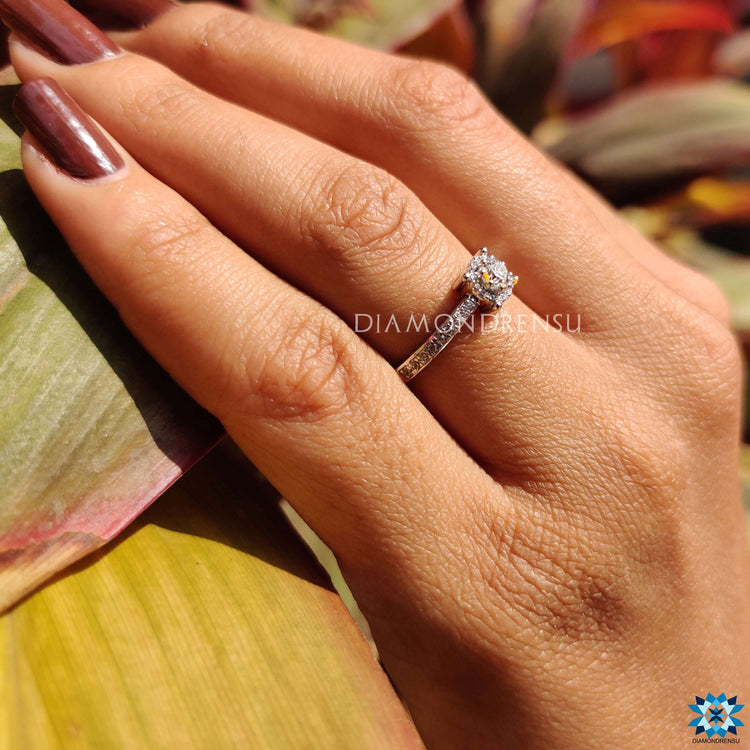 Round Brilliant Moissanite Minimalist Halo Ring