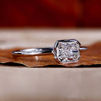 Radiant Cut Lab-Grown Diamond Half Bezel Setting Ring 1 CT