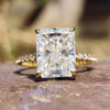 3.39 TCW Radiant Cut Moissanite Hidden Halo Pavé Ring