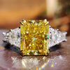 3.73 CT Radiant Cut Canary Yellow Moissanite Five Stone Engagement Ring